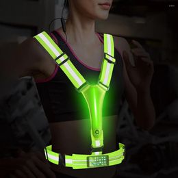 Motorcycle Apparel LED Reflective Vest Light Up Running High Visibility Cycling Security 3 Modes With Phone Bag For Women Men Kids