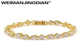 WEIMANJINGDIAN Sparking Teardrop and Round Cubic Zirconia CZ Crystal Bracelets for Lady Wedding Bride or Birthday Jewellery Gifts4214976585