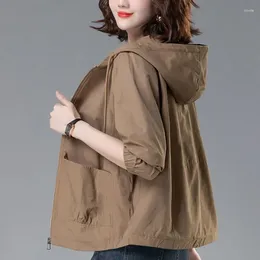 Women's Trench Coats 2024 Spring Autumn Short Coat Women Fashion Hooded Casual Korean Version Loose Versatile Windbreaker Famale Jacket