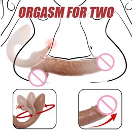 Strapless Strap-on Dildo Vibrators G Spot for Women Double-heads Vibrating Penis Anal Prostate Massager Lesbian Erotic sexy Toys