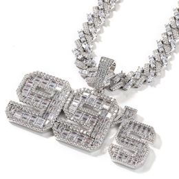 Sterling Sier New Iced Out Custom Number Name Pendant Necklace Hip Hop Baguette Letter Fine Jewelry Pendants Charm