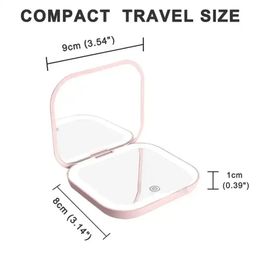 2024 Compact Travel LED Makeup Mirror Foldable and Portable, 2X Magnification - for travel makeup mirror