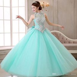 New Vintage Cheap Red Quinceanera Dresses High Neck Beading Corset and Tulle Debutante Gowns For Sweet 16 Girls Masquerade Ball Go6303693