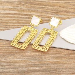 Dangle Earrings AIBEF Natural Shell Rectangular Creative Hollow Out Drop Piercing Women Jewellery Accessories Anniversary Gift Wholesale