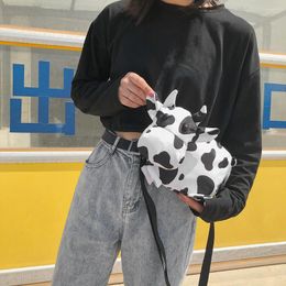 Bag Cartoon Cow Print Women Shoulder Handbag Oxford Cloth Small Crossbody Phone Simple Female Daily