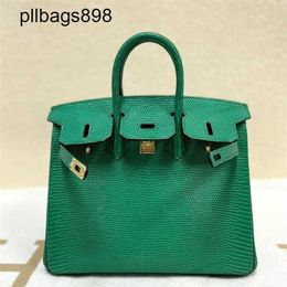 Brkns Handbag Genuine Leather 7A Handswen High Lizard Skin 25 with Green3ND7