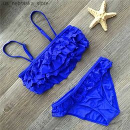 One-Pieces 7-16 year old childrens swimsuit Falbala girls swimsuit baby swimsuit Biquini baby swimsuit bikini girls 2022 new summer swimsuit Q240418