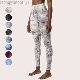 Desginer Alooo Yoga Pant Leggings 2023 Spring/summer New Nude Pants for Women No Awkwardness Tie Dye Fitness High Waist Tights