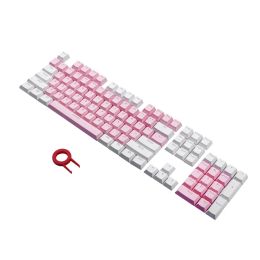 Keyboards DoubleShot Injection 104 keys PBT Keycaps Pink White Colour Keycaps for Mechanical Keyboard