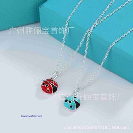 Luxury Tiffenny Designer Brand Pendant Necklaces T Family Enamel Ladybug Necklace with Silver Plated Copper Ins Fashion Ti Beetle Collar Chain