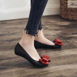 Casual Shoes Big Bow-knot Jelly Woman Sexy Peep Toe Summer Flat Designer Waterproof Flats Bow Beach For