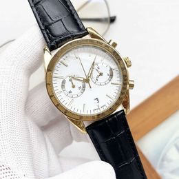 Men's Watch New full function Quartz belt Men's Business Chronograph leather strap High A watch