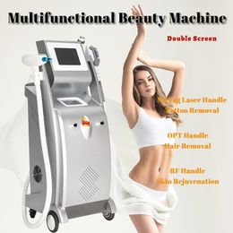 5 In 1 Multifunctional Beauty Machine ND YAG Laser Tattoo Removal Opt Hair Removal Rf Skin Tightening Double Screen Vertical Equipment