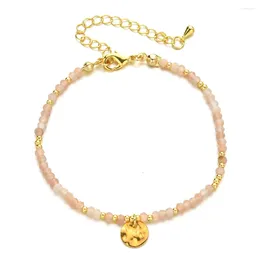 Charm Bracelets ZMZY Fashion Friend Natural Stone Bracelet Pink Quartz For Women Crystal Beads Bohemia Jewellery