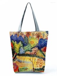 Shoulder Bags Fashion Handbags Painting Pattern Printed Bag Landscape Chinese Tote Female Eco Friendly Shopping Portable