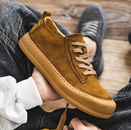 Casual Shoes Men Lace Up Sneakers Trend Italian Breathable Male Cow Suede Leather Footwear