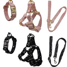 Dog Collars Designer Black Pink Dog Harness Cat Vest Chest Rope Set Adjustable Pet Harness for Small Medium Dogs Outdoor Walking