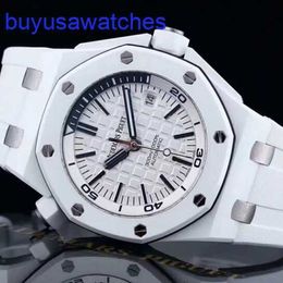 AP Pilot Wrist Watch Royal Oak Offshore 15707 Rare White Ceramic Material Automatic Mechanical Mens 42mm Caliber Watch