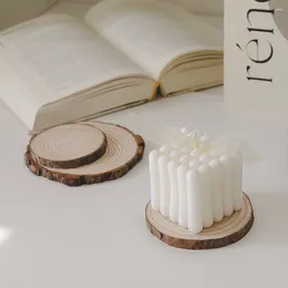 Candle Holders INS Wooden Round Base Scented Candles Tray Home Decoration Small Holder Storage Pography Ornaments