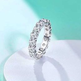 Cluster Rings Trendy 4mm D Colour VVS1 Round Moissanite Eternity Band White Gold Plated 925 Sterling Silver Wedding Ring Anniversar237x