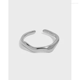 Cluster Rings Small And Versatile Design Simple Irregular Texture S925 Sterling Silver Open Thin Ring For Women