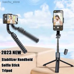 Selfie Monopods Roreta 2023 New Foldable Bluetooth Wireless Selfie Stick Tripod With Bluetooth Shutter Fill Light Single-axis Stabiliser Monopod Y240418