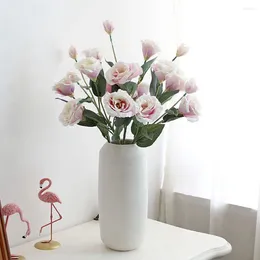Decorative Flowers Plastic 4 Heads DIY For Wedding Home Table Decor El Garden Eustoma Artificial Flower Bouquet Fake Floral