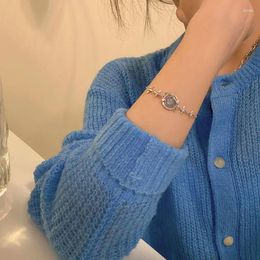 Charm Bracelets 2024 Korean Elegant Opal Space Bracelet For Women Girs Delicate Zircon Starlight Bangles Party Jewellery Gifts Crystal