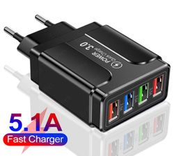 4 Port 20W Fast Chargers Quick Charge 40 30 For iPhone 12 11 XS Samsung Xiaomi Huawei USB Mobile phone Charger8231954
