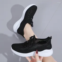 Casual Shoes Hollow Canvas Large Size Women Spring And Autumn Flat Breathable Fashion Mesh Socks Flying Weaving Women's