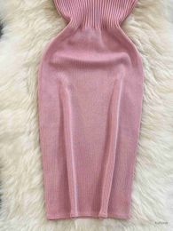 Basic Casual Dresses 2024 Ribbed Lace Up Dress Elegant Solid Slim Ruffle Trim Dress Womens Clothing Bodycon Short Mini Dress