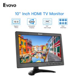 System Eyoyo 10" Small TV HDMI Monitor 1024x600 LCD Screen with VGA AV USB Remote Control Display for DVD PC CCTV Security System