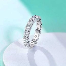 Cluster Rings Trendy 4mm D Colour VVS1 Round Moissanite Eternity Band White Gold Plated 925 Sterling Silver Wedding Ring Anniversar259H