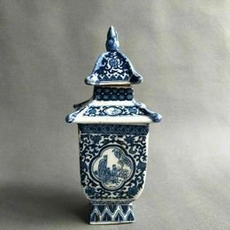 Vases Exquisite Chinese Old Blue And White Porcelain Layered Tower W Qianlong Mark