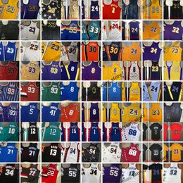 Real Stitched West All-Team Basketball Jersey Iverson 24Bryant Payton Drexler Kemp Allen Garnett McGrady Anthony Bibby Morant Curry Drexler Nash Stockton Mutombo