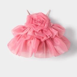 Sweet Ins Rose Skirt Spring Summer Pet Cat Dress Thin Breathable Style Fluffy Dog Dresses 240402