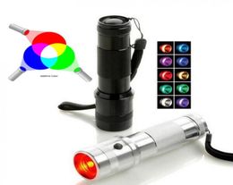 New Rainbow Colorshine Colour Changing RGB LED Flashlight 3W Aluminium Alloy RGB Edison LED Multicolor LED Rainbow of 10 Colour Torc3391223