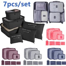 Storage Bags 7pcs Packing Cubes Travel Pouch Luggage Organizer Suitcase Bag Large Capacity Sorting Set Case