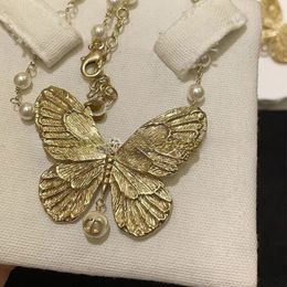 Luxury Pearl Fringe Necklace Fashion Butterfly Pendant Necklaces Vintage Trendy Style