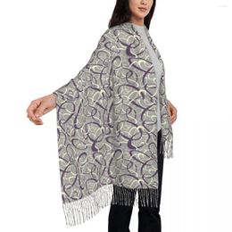 Scarves Retro Mod Scarf Grey Geometric Keep Warm Shawls And Wrap With Long Tassel Female Y2k Cool Large Autumn Printed Foulard