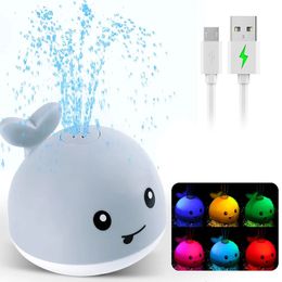 Upgraded Baby Rechargeable Bath Toy with Waterproof Light Up Whale Spray Water Bathtub for Toddlers Kids Pool Bathroom Toys 240418