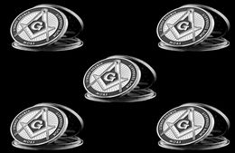 5pcs Collection Coin European Brotherhood masons Masonic Craft Token 1 oz Silver Plated Challenge Badge5954284