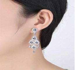 Zircon fashion earrings charming double dreams comfortable to wear simple and elegant styles can be worn with any dress2083809