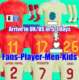 2024 Spain PEDRI Soccer Jerseys FERRAN TORRES MORATA GAVI 2025 fans player version football shirt ANSU FATI KOKE AZPILICUETA 24/253 Men kids Kits Full sets 3XL 4XL