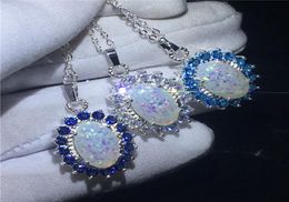 Vecalon Princess Royal pendant 925 silver Opal Diamond Party Wedding Pendants with necklace for Women Men Jewellery Gift6376013