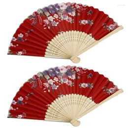 Decorative Figurines 2pcs Folding Hand Fans Festival Props Chinese Fan For Decor Wedding Hollowed Out Paper