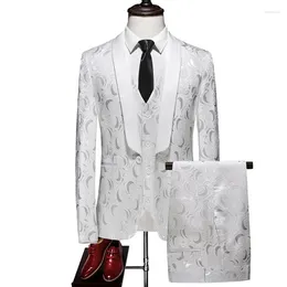 Men's Suits Elegant For Men Wedding Lapel Blazer Formal Groom Wear Tuxedo Tailore Made 3 Pieces Prom Dress Suit Jacket Pants Vest