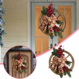 Decorative Flowers Christmas Wreath Wheel Red Fruit Garden Door Background Wall Decoration Window Home Letters With