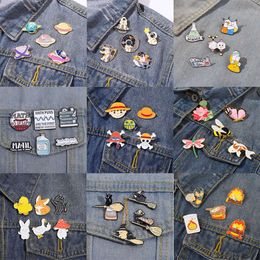 4-5pcs/set Animal Enamel Pins Custom Cat Flower Goose Planet Brooches Lapel Badges Plant Jewellery Gift for Kids Friends