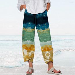 Women's Pants Summer Tie Dye Women Vintage Baggy Streetwear Slacks Hawaiian Joggers Ankle Length Trousers Beach Clothes Pantalon